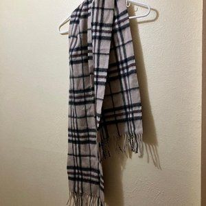 NWT Ballantrae Edinburgh 100% Lambswool Cream/Black Plaid Fringe Scarf 10x66